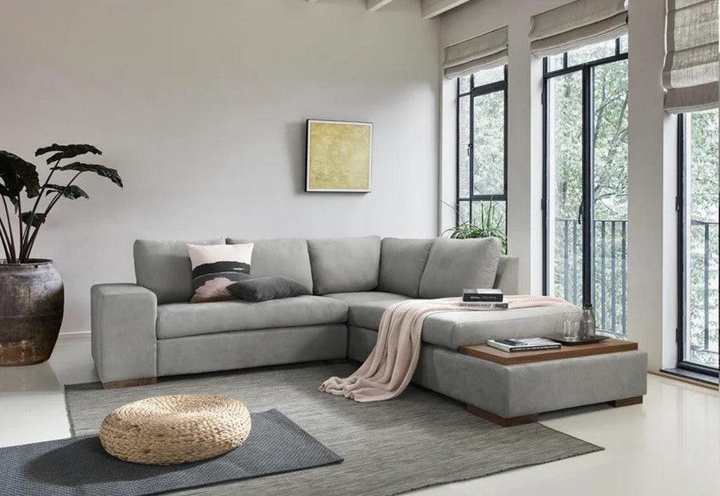 Alhome Corner sofa, size 250x250x80x85 cm - grey - AL-483 - Zrafh.com - Your Destination for Baby & Mother Needs in Saudi Arabia