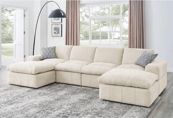 Alhome Corner Sofa, 300 x 150 x 95 x 85 cm - Beige - AL-29 - Zrafh.com - Your Destination for Baby & Mother Needs in Saudi Arabia