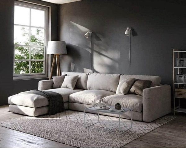 Alhome Corner sofa, size 250x150x80x85 cm - beige - AL-5 - Zrafh.com - Your Destination for Baby & Mother Needs in Saudi Arabia