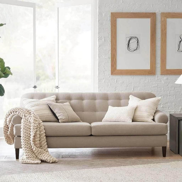 Alhome3-seater sofa made of polyester and Swedish wood - beige - AL-72 - Zrafh.com - Your Destination for Baby & Mother Needs in Saudi Arabia