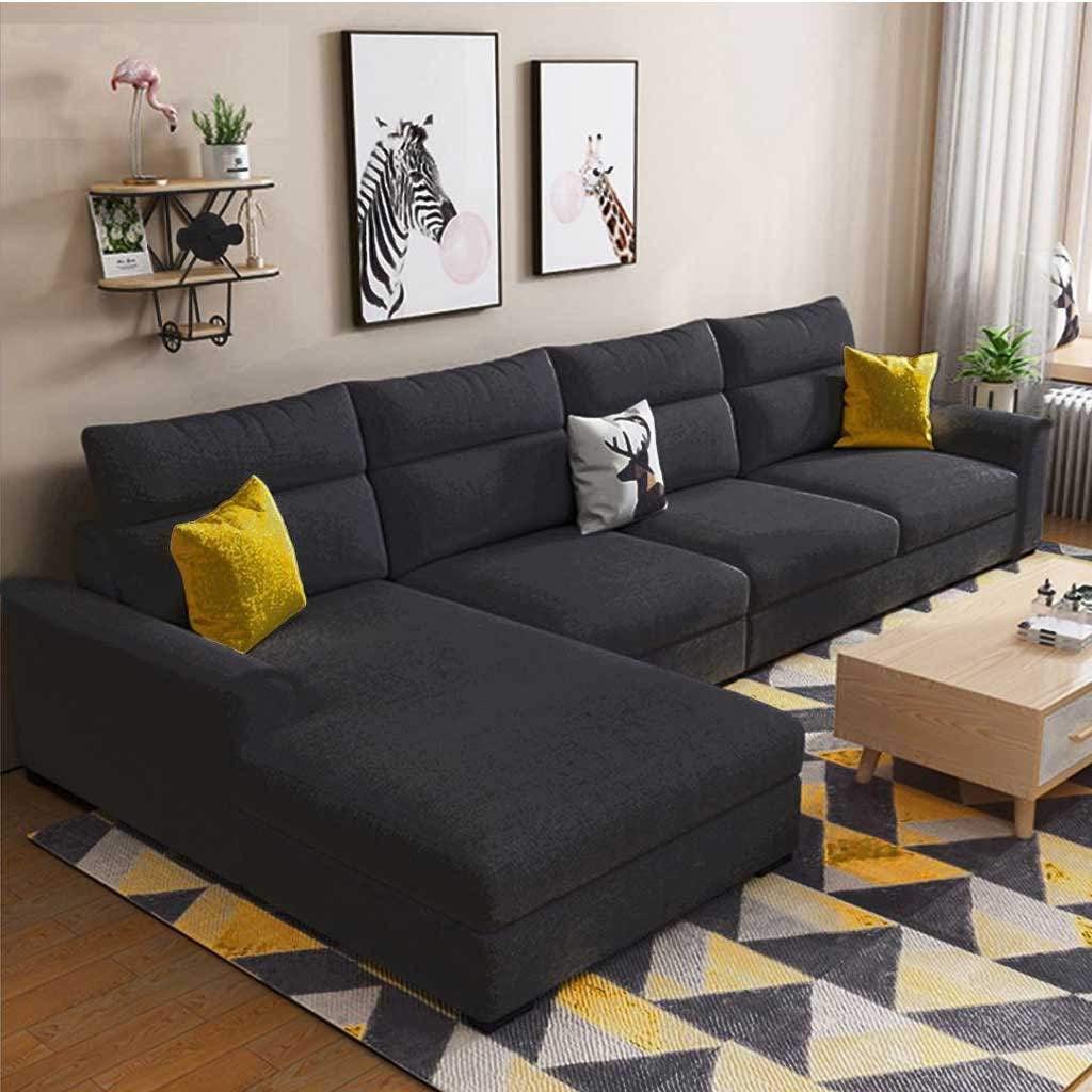 Alhome corner sofa 180x75x80x280 cm - black - AL-14 - Zrafh.com - Your Destination for Baby & Mother Needs in Saudi Arabia