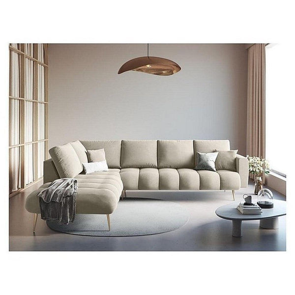 Alhome Corner sofa, size 85 x 180 x 85 x 250 cm - beige - AL-22 - Zrafh.com - Your Destination for Baby & Mother Needs in Saudi Arabia