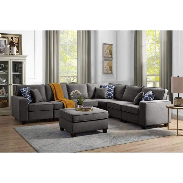 Alhome Corner sofa, size 300x80x260x80 cm - grey - AL-59 - Zrafh.com - Your Destination for Baby & Mother Needs in Saudi Arabia