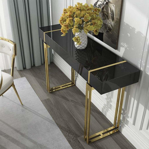 Alhome Entrance Table 130x40x90 cm - Gold and Black - AL-134 - Zrafh.com - Your Destination for Baby & Mother Needs in Saudi Arabia