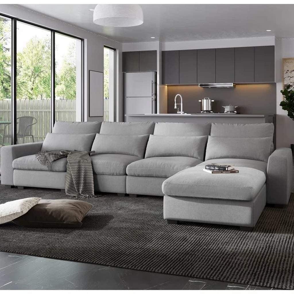 Alhome Corner sofa, size 300x180x80x85 cm - grey - AL-166 - Zrafh.com - Your Destination for Baby & Mother Needs in Saudi Arabia