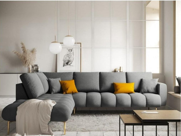 Alhome Corner sofa, size 85 x 180 x 85 x 250 cm - grey - AL-130 - Zrafh.com - Your Destination for Baby & Mother Needs in Saudi Arabia