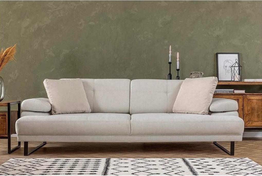 Alhome3-seater sofa made of Swedish wood and linen - beige - AL-147 - Zrafh.com - Your Destination for Baby & Mother Needs in Saudi Arabia