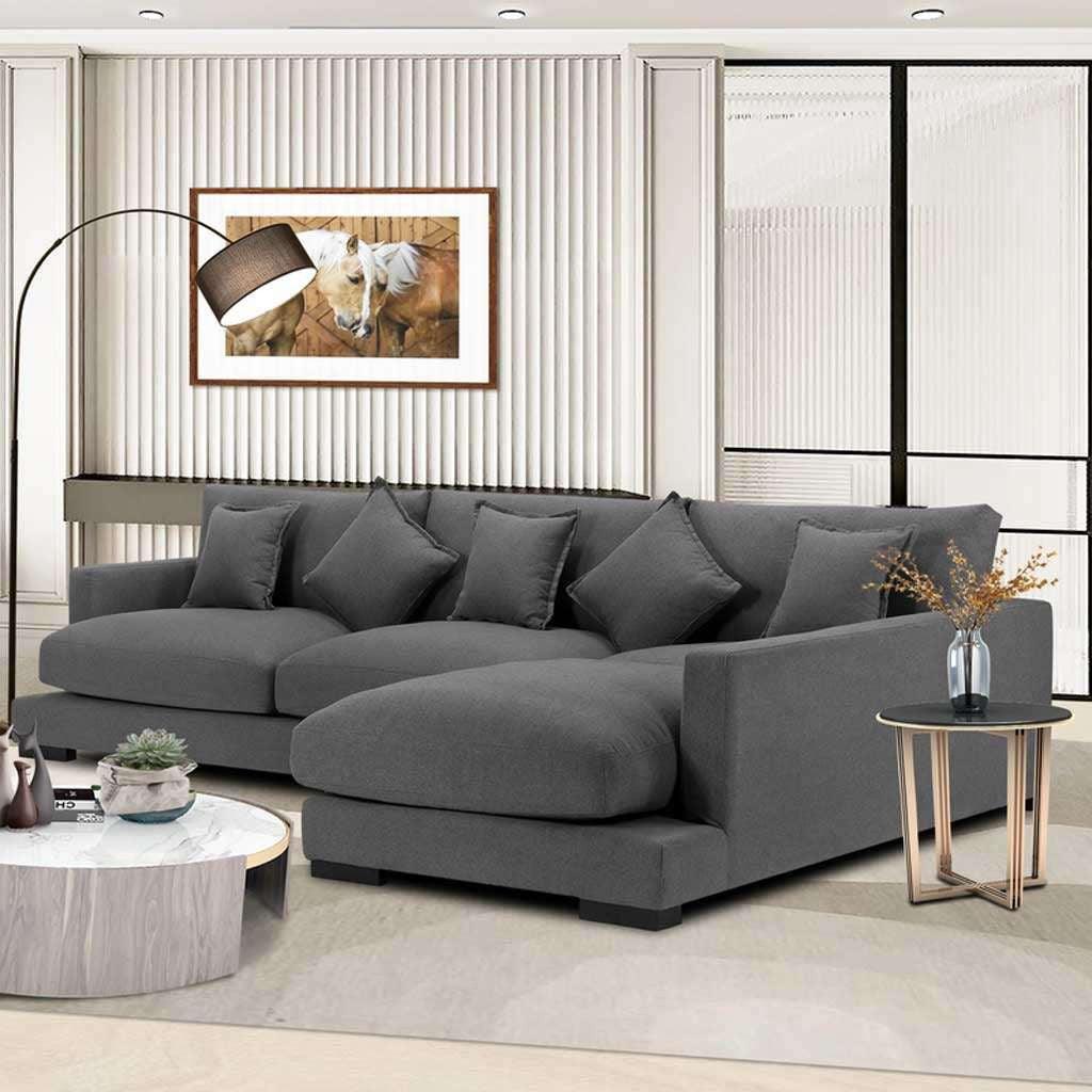 Alhome Corner Sofa 90x180x250x85 cm - Grey - AL-111 - Zrafh.com - Your Destination for Baby & Mother Needs in Saudi Arabia