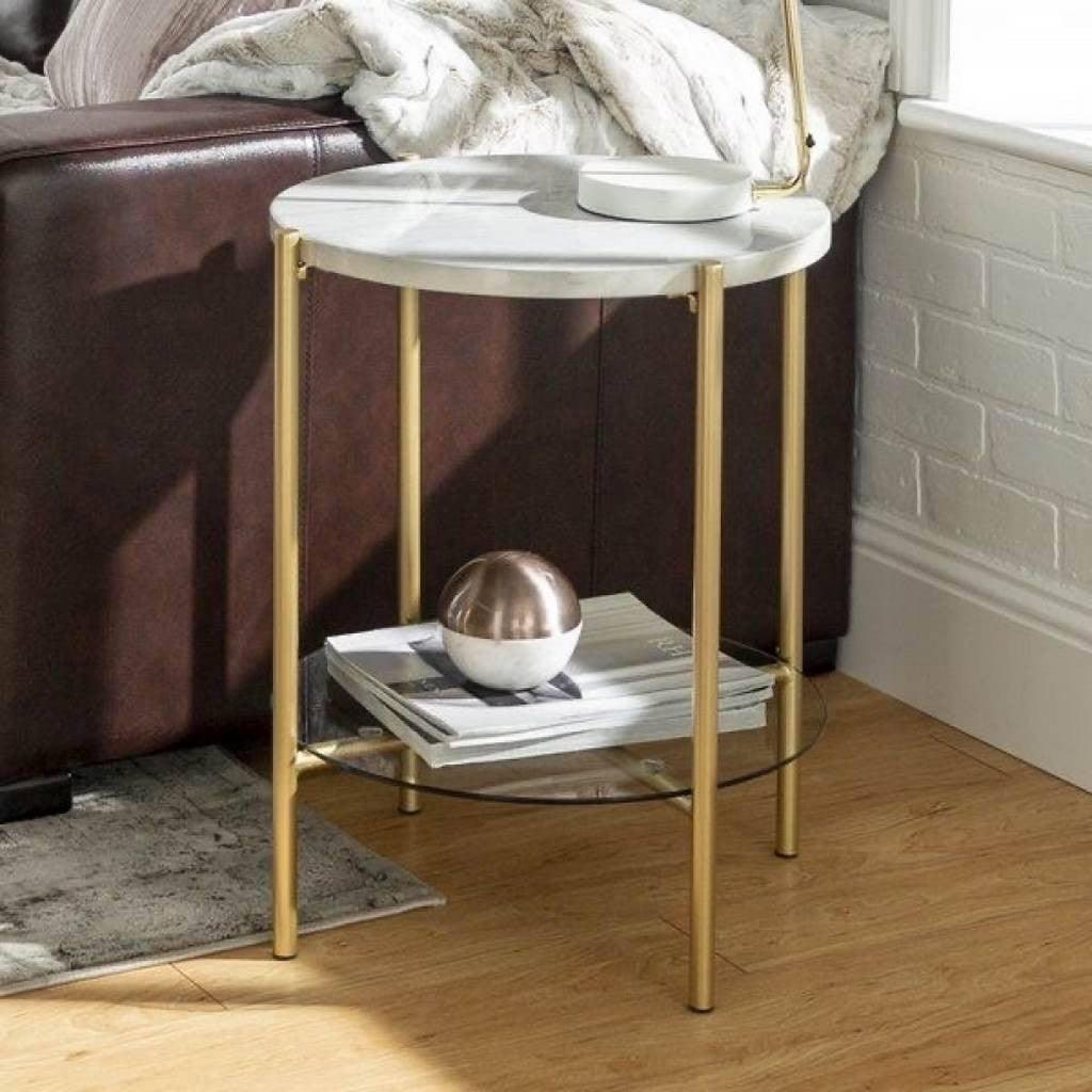 Alhome side table, size 45 x 60 cm - gold - AL-133 - Zrafh.com - Your Destination for Baby & Mother Needs in Saudi Arabia