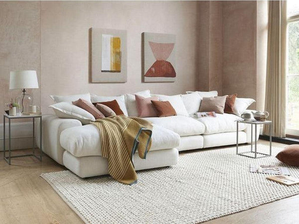 Alhome Corner Sofa 90x90x300x200 cm - White - AL-246 - Zrafh.com - Your Destination for Baby & Mother Needs in Saudi Arabia