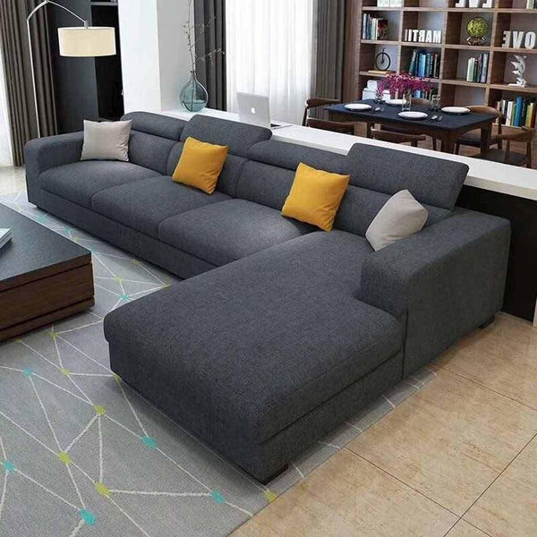 Alhome Corner sofa, size 320 x 200 x 90 cm - gray - AL-236 - Zrafh.com - Your Destination for Baby & Mother Needs in Saudi Arabia