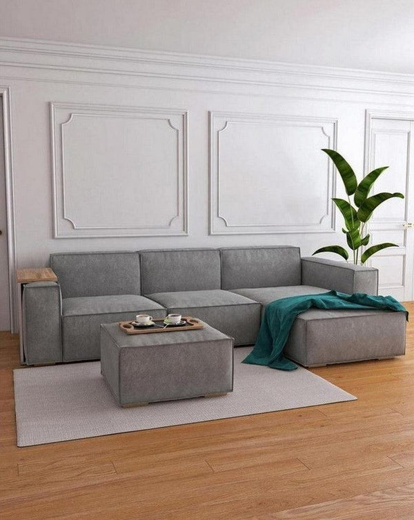 Alhome Corner sofa, size 250x160x80x85 cm - grey - AL-597 - Zrafh.com - Your Destination for Baby & Mother Needs in Saudi Arabia