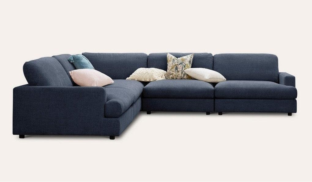 Alhome Corner sofa, size 300x250x95x90 cm - blue - AL-580 - Zrafh.com - Your Destination for Baby & Mother Needs in Saudi Arabia