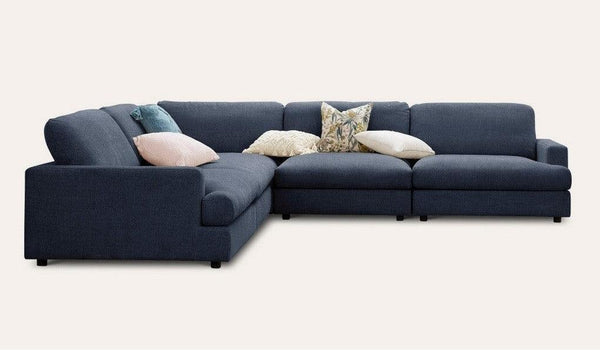 Alhome Corner sofa, size 300x250x95x90 cm - blue - AL-580 - Zrafh.com - Your Destination for Baby & Mother Needs in Saudi Arabia