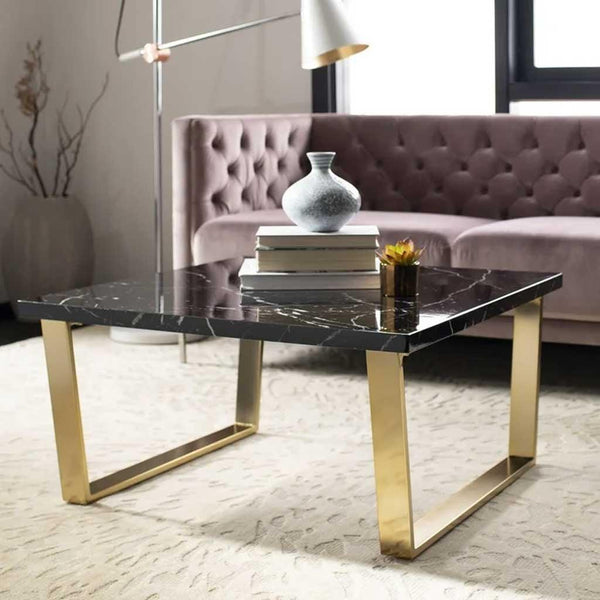 Alhome Coffee Table 45 x 55 x 110 cm - Black and Gold - AL-590 - Zrafh.com - Your Destination for Baby & Mother Needs in Saudi Arabia