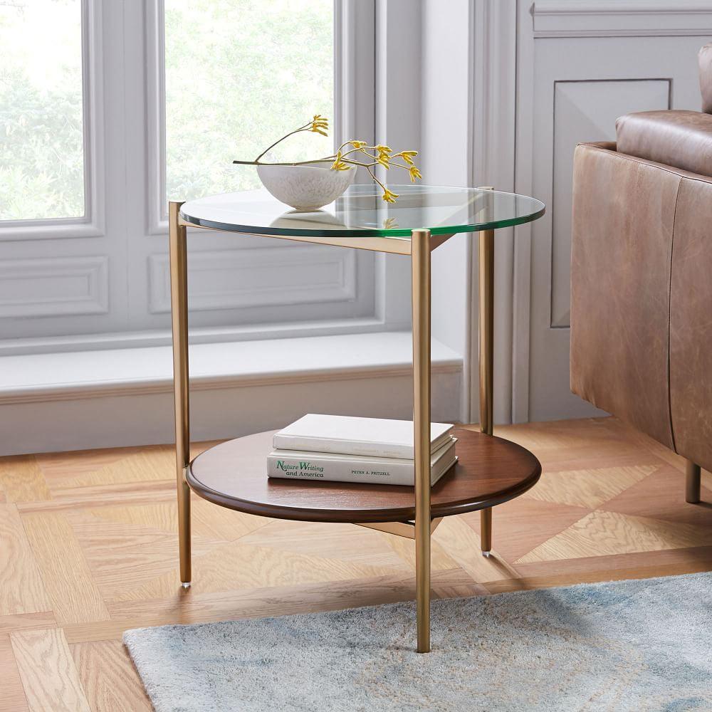 Alhome side table, size 45 x 60 cm - brown and gold - AL-297 - Zrafh.com - Your Destination for Baby & Mother Needs in Saudi Arabia