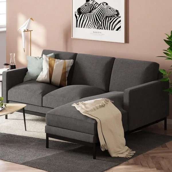 Alhome Corner sofa, size 250x85x180x90 cm - grey - AL-256 - Zrafh.com - Your Destination for Baby & Mother Needs in Saudi Arabia