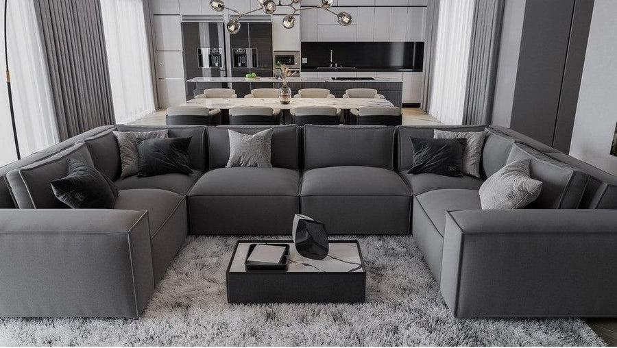 Alhome Corner Sofa, 380 x 212 x 71 x 65 cm - Gray - AL-279 - Zrafh.com - Your Destination for Baby & Mother Needs in Saudi Arabia