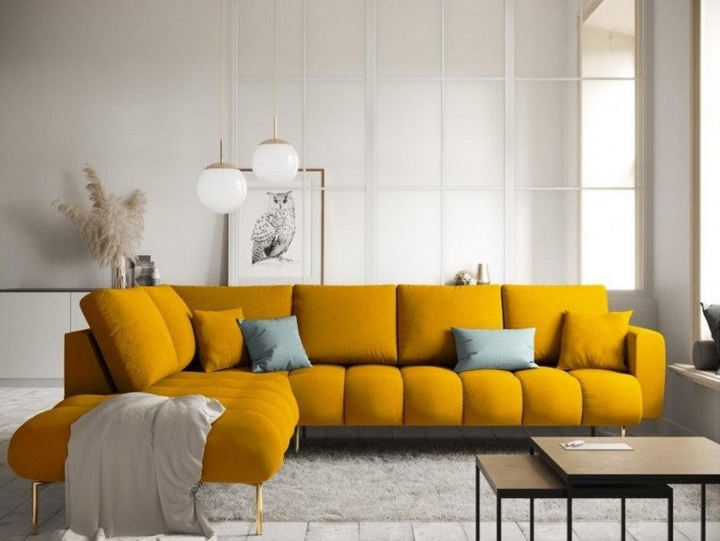 Alhome Corner sofa, size 85 x 180 x 85 x 250 cm - yellow - AL-277 - Zrafh.com - Your Destination for Baby & Mother Needs in Saudi Arabia