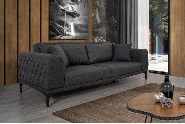 Alhome3-seater sofa made of Swedish wood and linen - gray - AL-362 - Zrafh.com - Your Destination for Baby & Mother Needs in Saudi Arabia