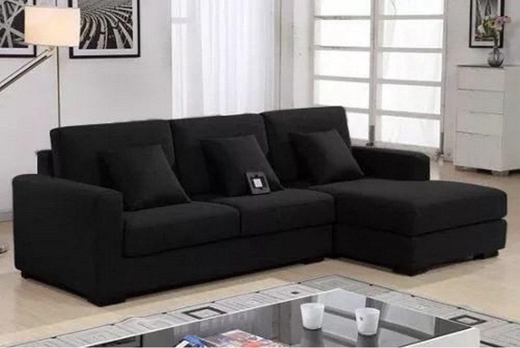 Alhome Corner sofa, size 180x85x250x90 cm - black - AL-337 - Zrafh.com - Your Destination for Baby & Mother Needs in Saudi Arabia