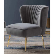 Alhome side chair made of Swedish wood, steel and velvet - gray - AL-395 - Zrafh.com - Your Destination for Baby & Mother Needs in Saudi Arabia