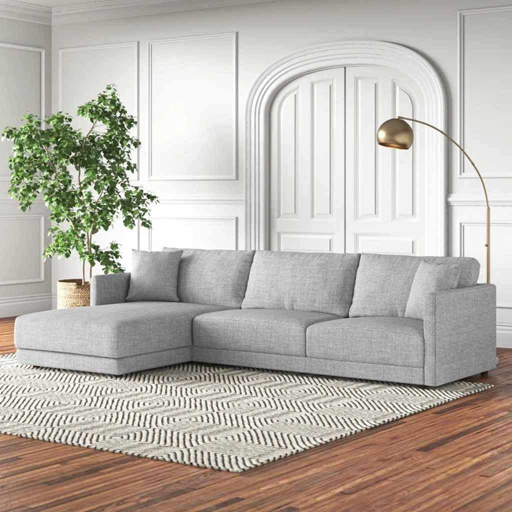 Alhome Corner Sofa 90x85x300x200 cm - Grey - AL-368 - Zrafh.com - Your Destination for Baby & Mother Needs in Saudi Arabia