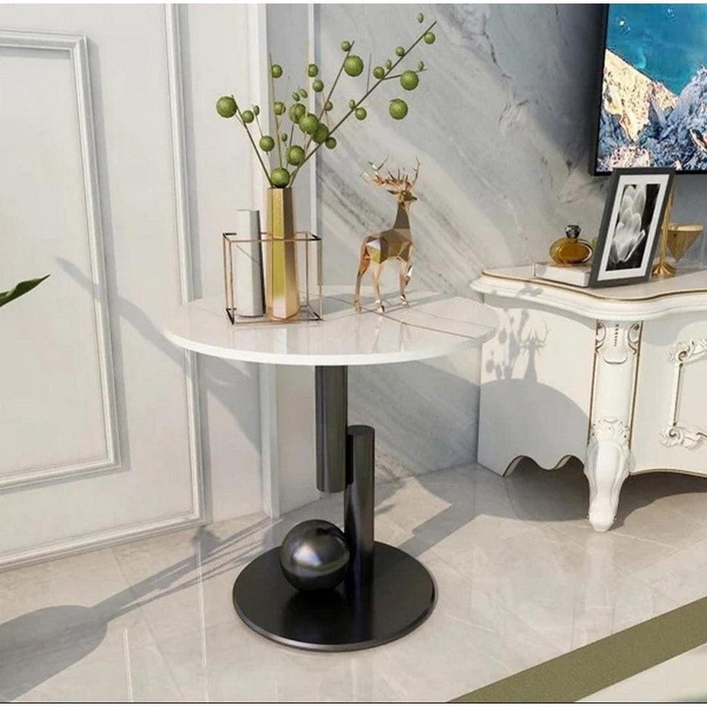 Alhome Wooden Side Table - 40x55 cm - White and Black - AL-435 - Zrafh.com - Your Destination for Baby & Mother Needs in Saudi Arabia