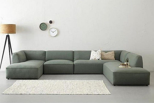 Alhome Corner Sofa 300x160x200x75 cm - Green - AL-475 - Zrafh.com - Your Destination for Baby & Mother Needs in Saudi Arabia