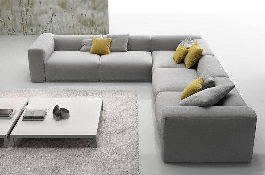 Alhome Corner sofa, size 260x260x85x75 cm - grey - AL-481 - Zrafh.com - Your Destination for Baby & Mother Needs in Saudi Arabia