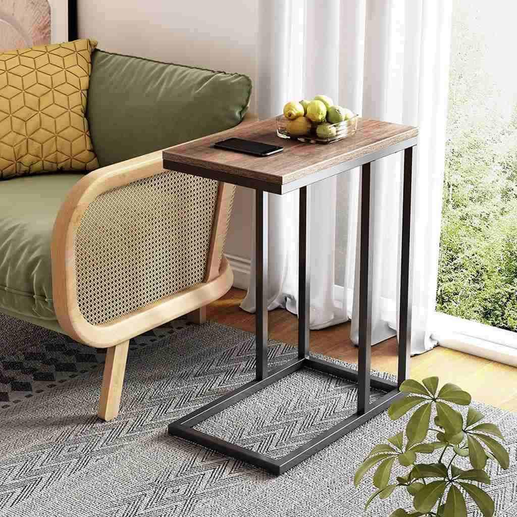 Alhome side table, size 48 x 30 x 59 cm - brown and black - AL-449 - Zrafh.com - Your Destination for Baby & Mother Needs in Saudi Arabia