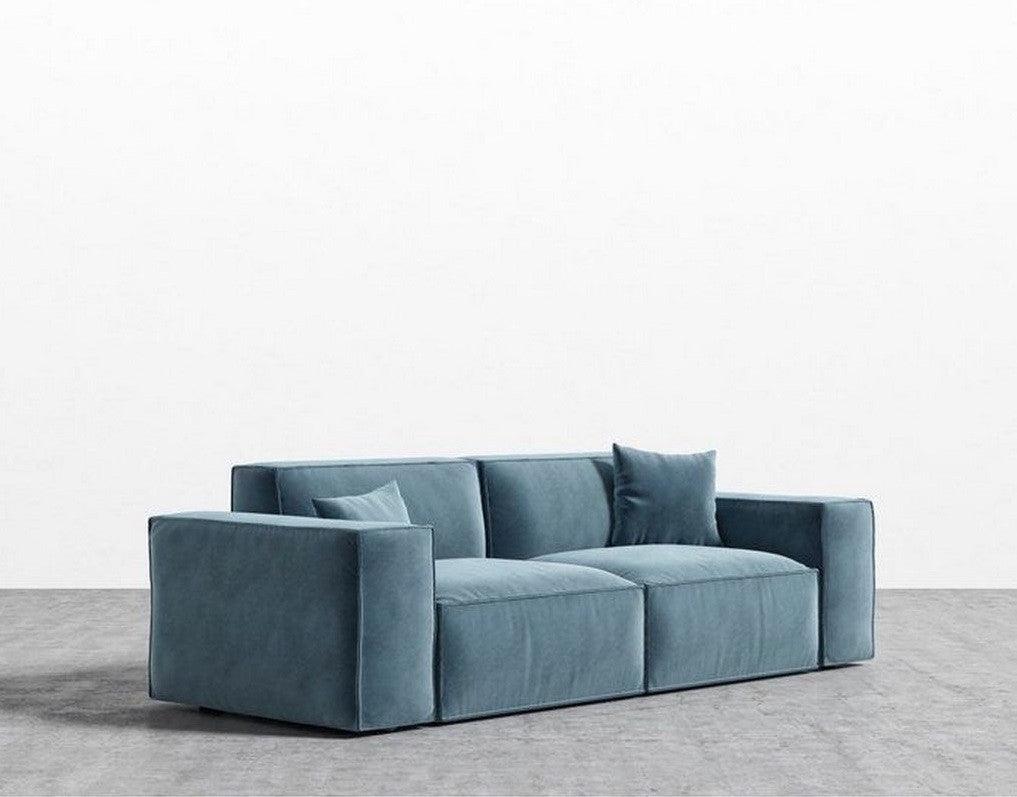 Alhome Swedish Wood and Velvet 3 Seaters Sofa - Blue - AL-792 - Zrafh.com - Your Destination for Baby & Mother Needs in Saudi Arabia