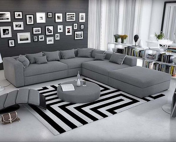 Alhome L-Shape Sofa 300x90x300x85 cm - Grey - Zrafh.com - Your Destination for Baby & Mother Needs in Saudi Arabia