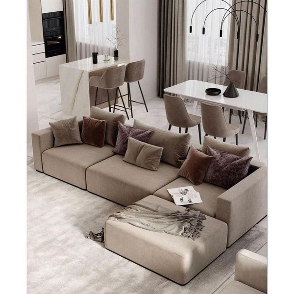 Alhome L-Shape Sofa 270x160x85x85 cm - Beige - Zrafh.com - Your Destination for Baby & Mother Needs in Saudi Arabia