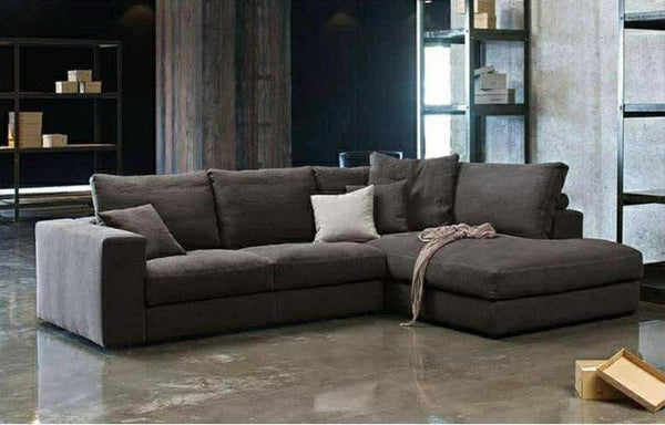 Alhome L-Shape Sofa 260x180x90x75cm - Brown - Zrafh.com - Your Destination for Baby & Mother Needs in Saudi Arabia