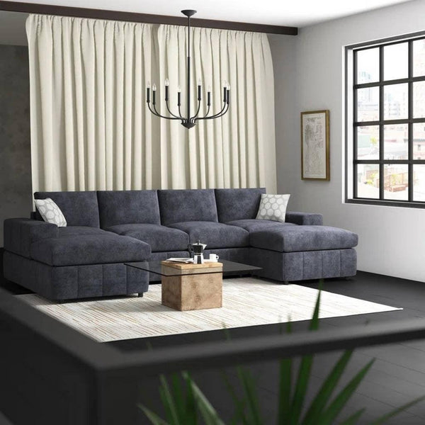 Alhome L-Shape Sofa 90x85x350x200x200 cm - Grey - Zrafh.com - Your Destination for Baby & Mother Needs in Saudi Arabia