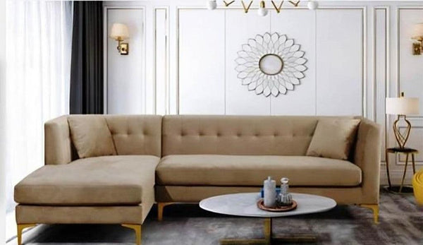 Alhome L-Shape Sofa 250x80x180x80 cm - Beige - Zrafh.com - Your Destination for Baby & Mother Needs in Saudi Arabia