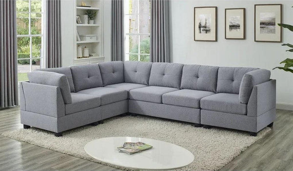 Alhome L-Shape Sofa 300x220x95x85 cm - Grey - Zrafh.com - Your Destination for Baby & Mother Needs in Saudi Arabia