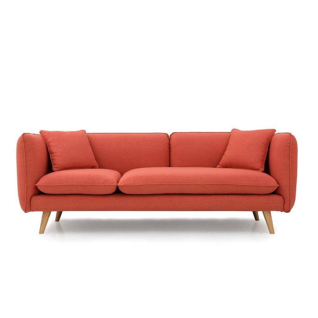 Alhome Polyester and Sweedish Wood 3 Seaters Sofa - Orange - Zrafh.com - Your Destination for Baby & Mother Needs in Saudi Arabia