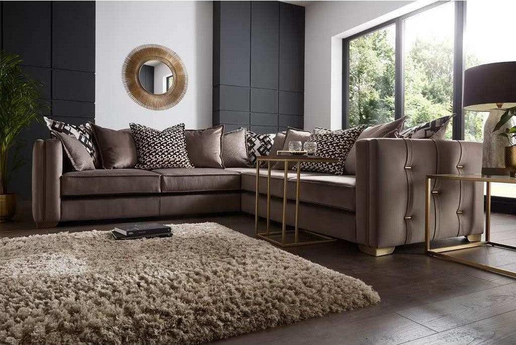 Alhome L-Shape Sofa 300x270x85x85 cm - Brown - Zrafh.com - Your Destination for Baby & Mother Needs in Saudi Arabia