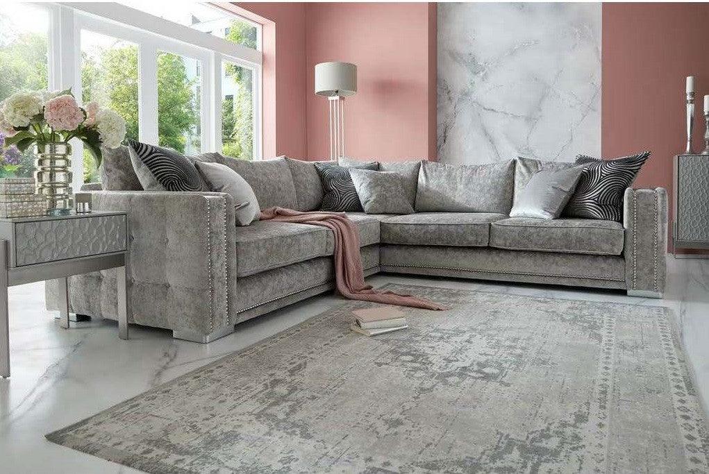Alhome L-Shape Sofa 300x300x85x85 cm - Grey - Zrafh.com - Your Destination for Baby & Mother Needs in Saudi Arabia