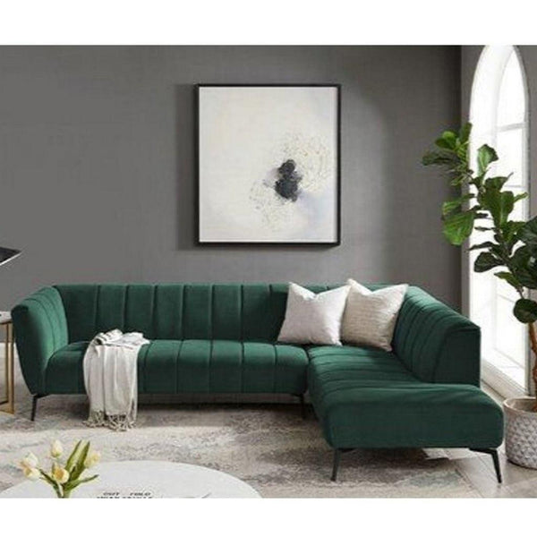 Alhome L-Shape Sofa 250x80x180x70 cm - Green - Zrafh.com - Your Destination for Baby & Mother Needs in Saudi Arabia