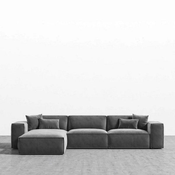 Alhome L-shape Sofa 280x170x85x85 cm - Grey - Zrafh.com - Your Destination for Baby & Mother Needs in Saudi Arabia