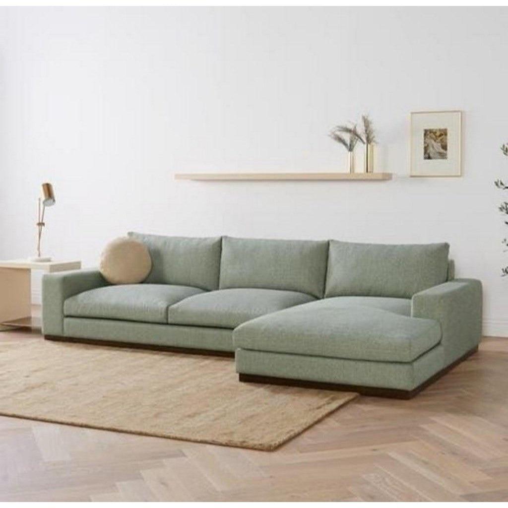 Alhome L-Shape Sofa 280x180x90x90 cm - Green - Zrafh.com - Your Destination for Baby & Mother Needs in Saudi Arabia