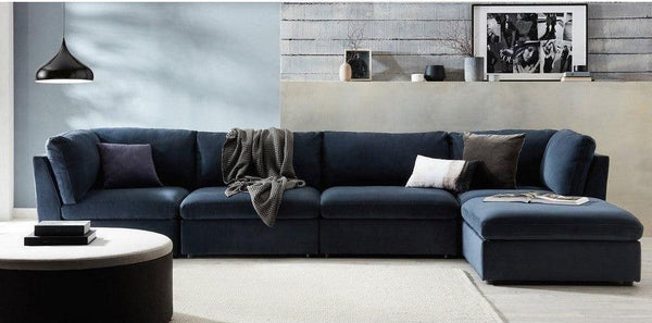 Alhome L-shape Sofa 350x170x95x90 - Blue - - Zrafh.com - Your Destination for Baby & Mother Needs in Saudi Arabia