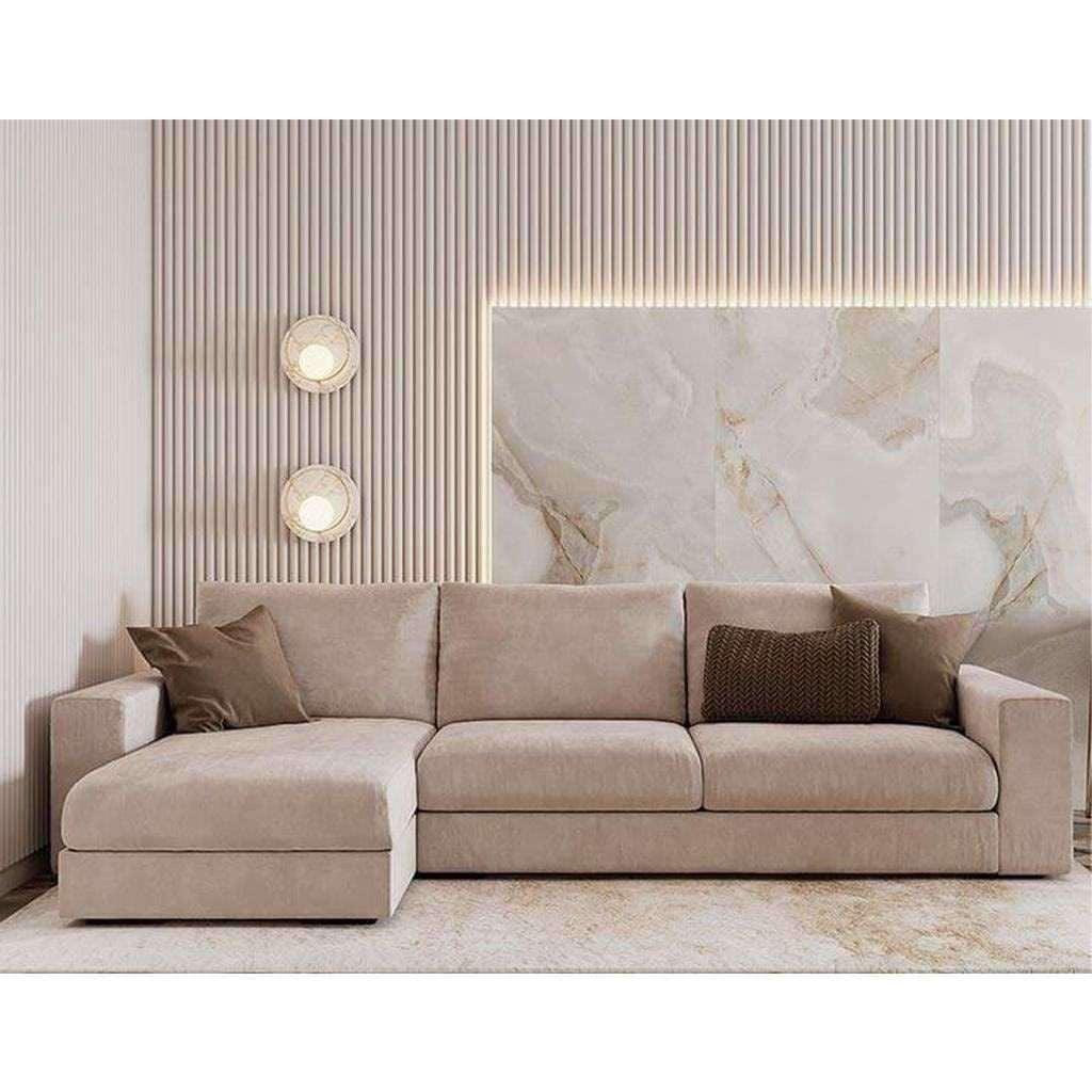 Alhome L-Shape Sofa 260x170x85x90 cm - Beige - Zrafh.com - Your Destination for Baby & Mother Needs in Saudi Arabia