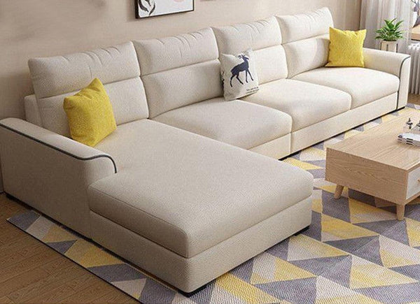 Alhome L-Shape Sofa 180x80x320x80 cm - Off-White - Zrafh.com - Your Destination for Baby & Mother Needs in Saudi Arabia