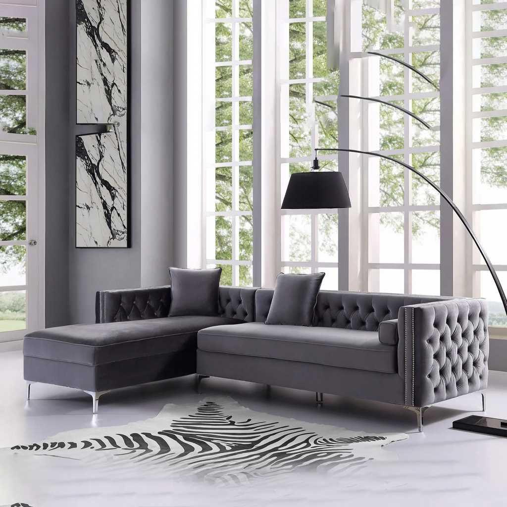 Alhome L-Shape Sofa 260x170x85x90 cm - Grey - Zrafh.com - Your Destination for Baby & Mother Needs in Saudi Arabia