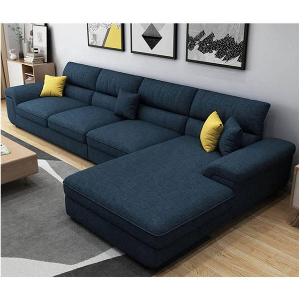 Alhome L-Shape Sofa - Linen - Blue - 85x200x300x85 cm - AL-1221 - Zrafh.com - Your Destination for Baby & Mother Needs in Saudi Arabia