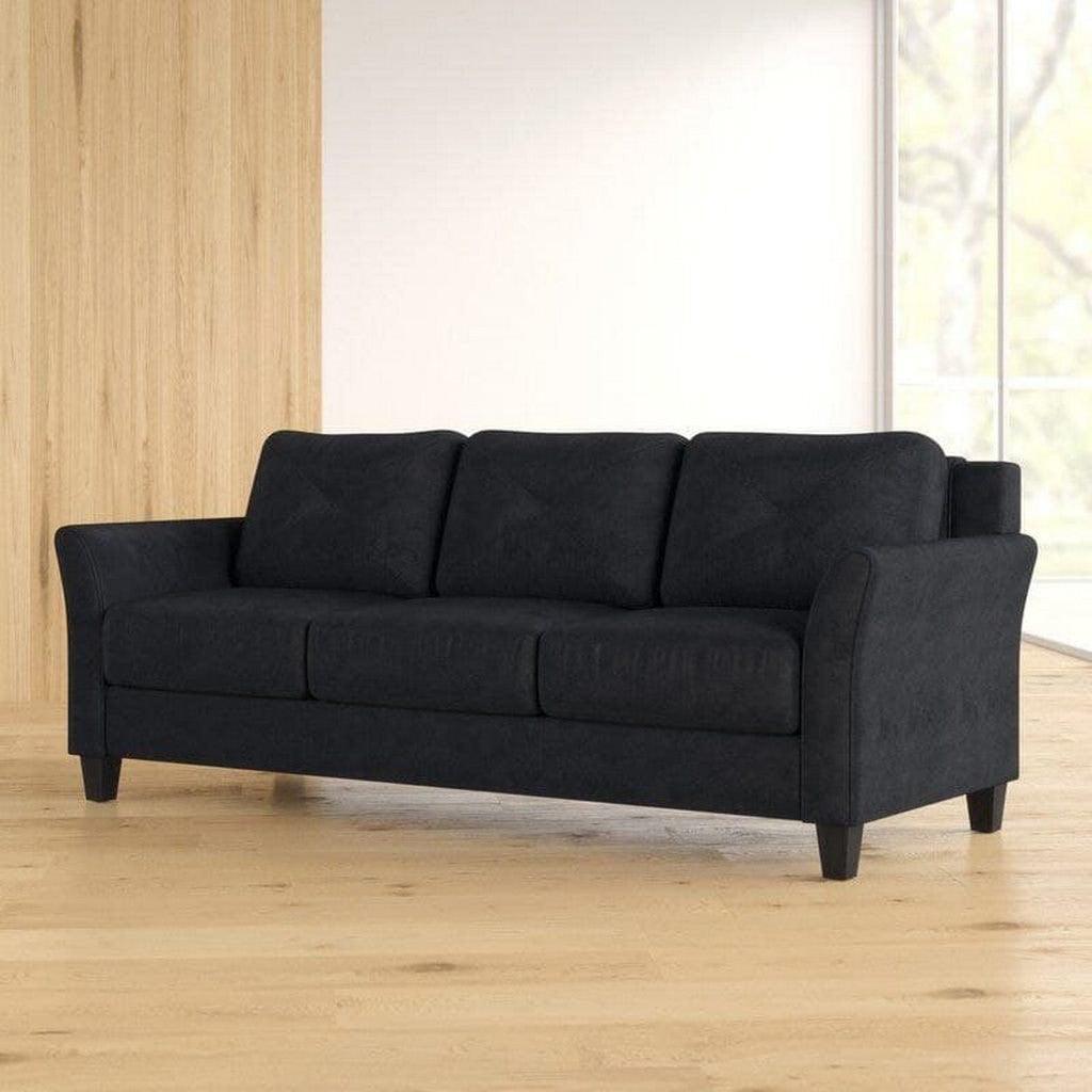 Alhome Velvet and Sweedish Wood 3 Seaters Sofa - Black - AL-1322 - Zrafh.com - Your Destination for Baby & Mother Needs in Saudi Arabia